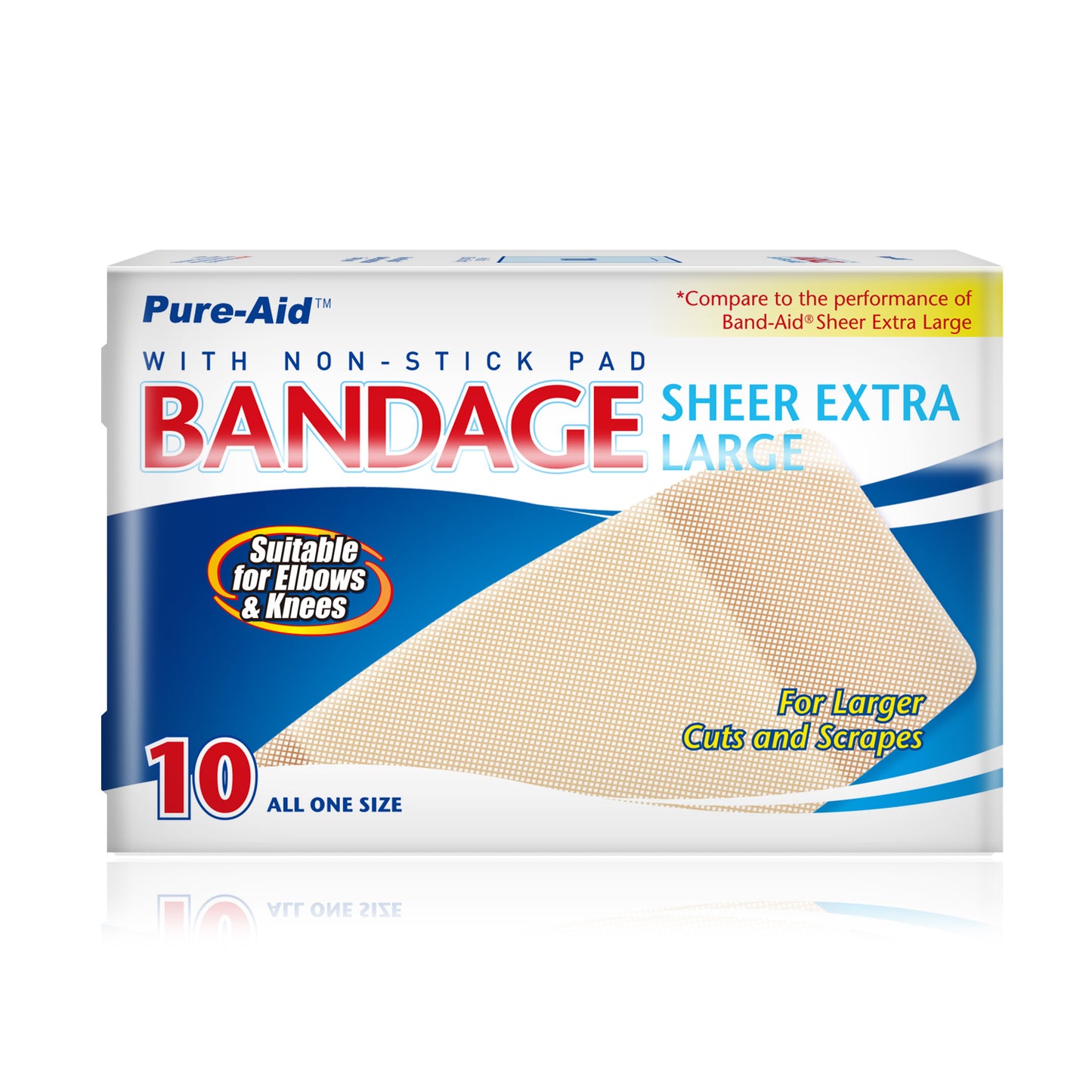 Pure-Aid Sheer Extra Large Bandage 10ct