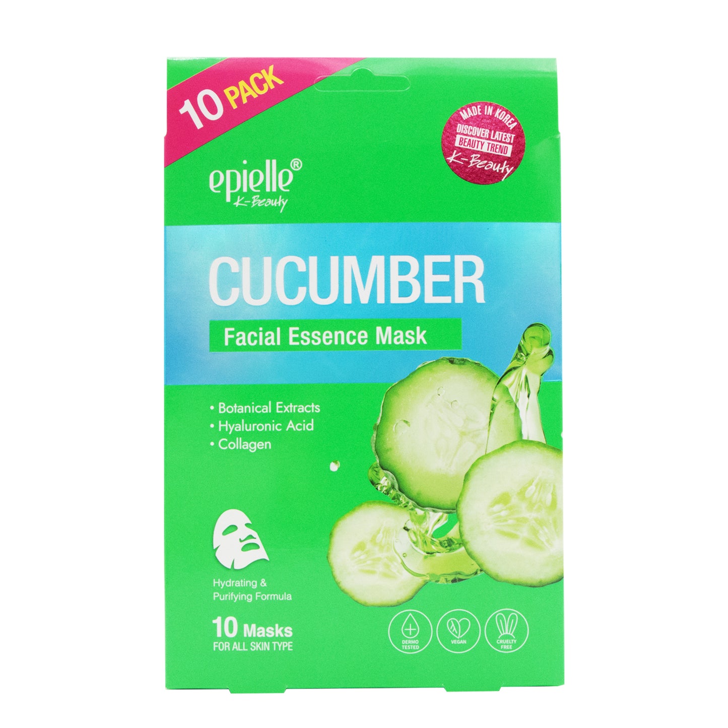 Epielle Facial Essence Cucumber Mask | 10ct