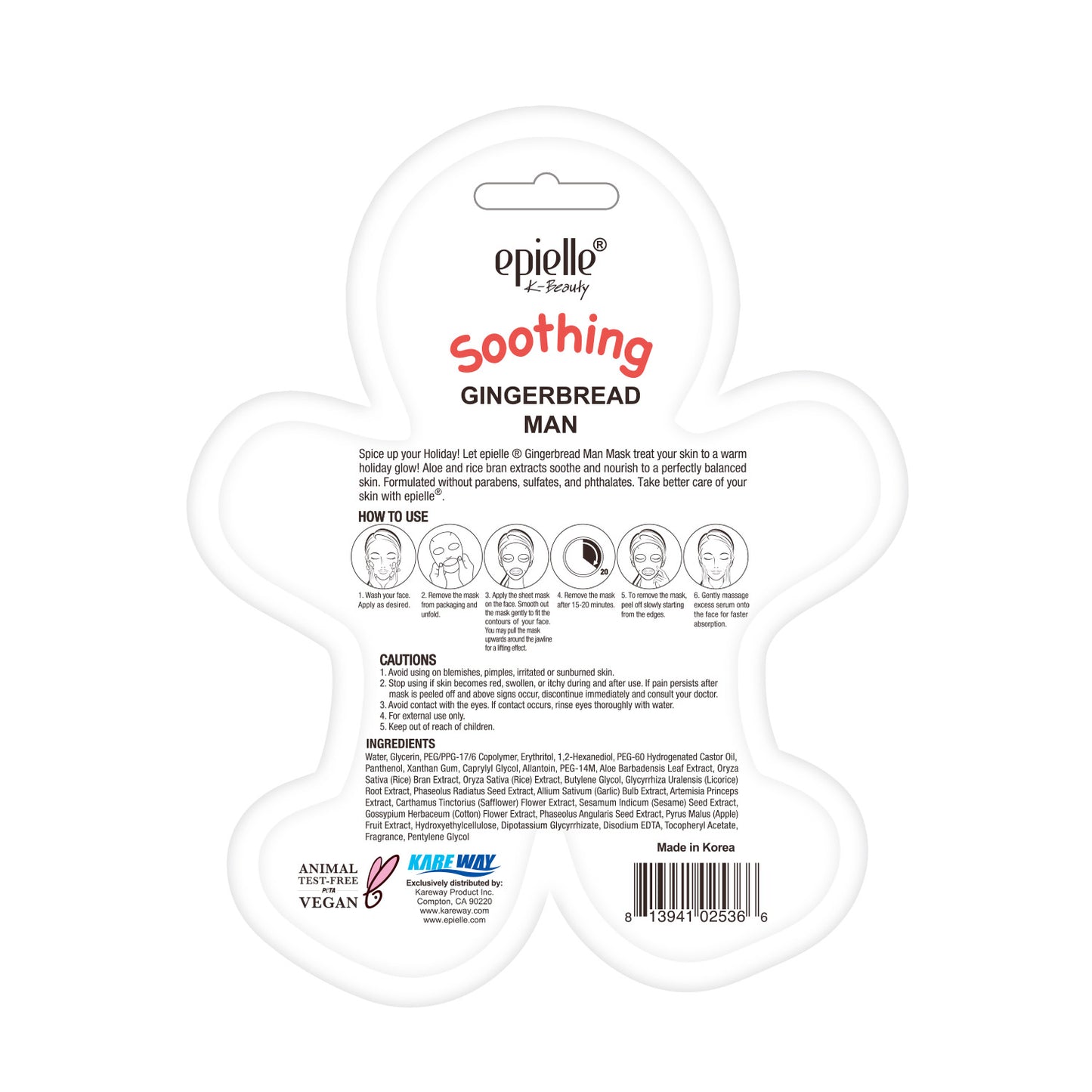 epielle Soothing Gingerbread Man Character Mask