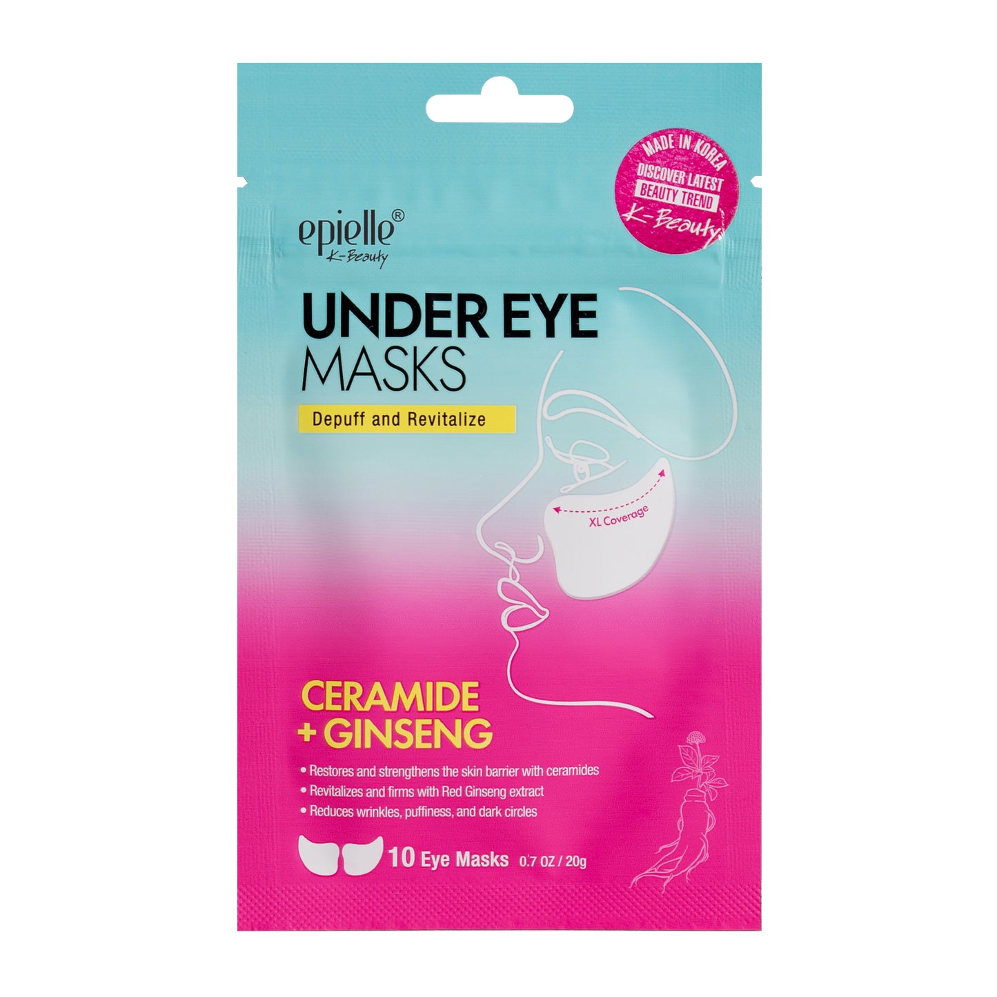 Epielle Under Eye Masks – Ceramide & Ginseng (1 Pack, 10ct)