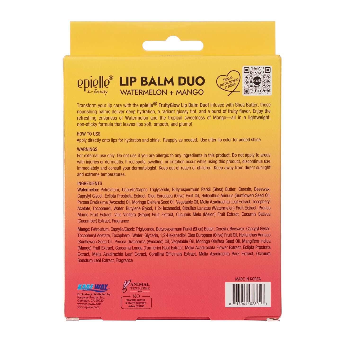 Epielle Lip Balm Duo | Watermelon & Mango
