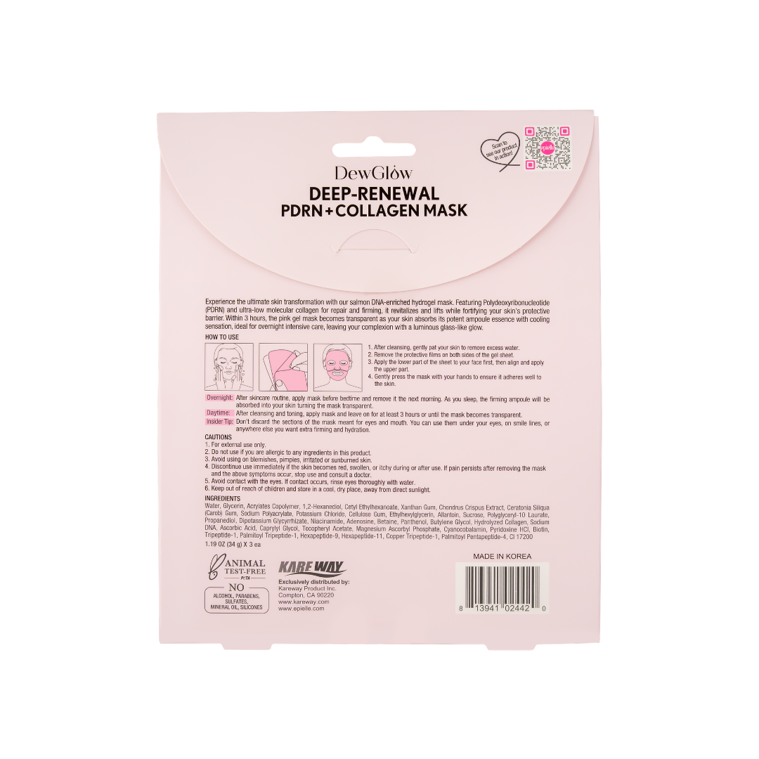DewGlow Deep-Renewal PDRN + Collagen Mask | 3 Count