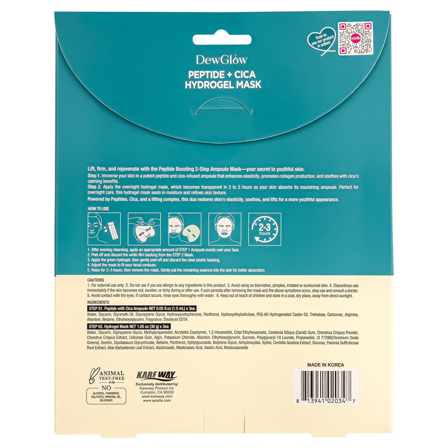 DewGlow Peptide + Cica Hydrogel Mask