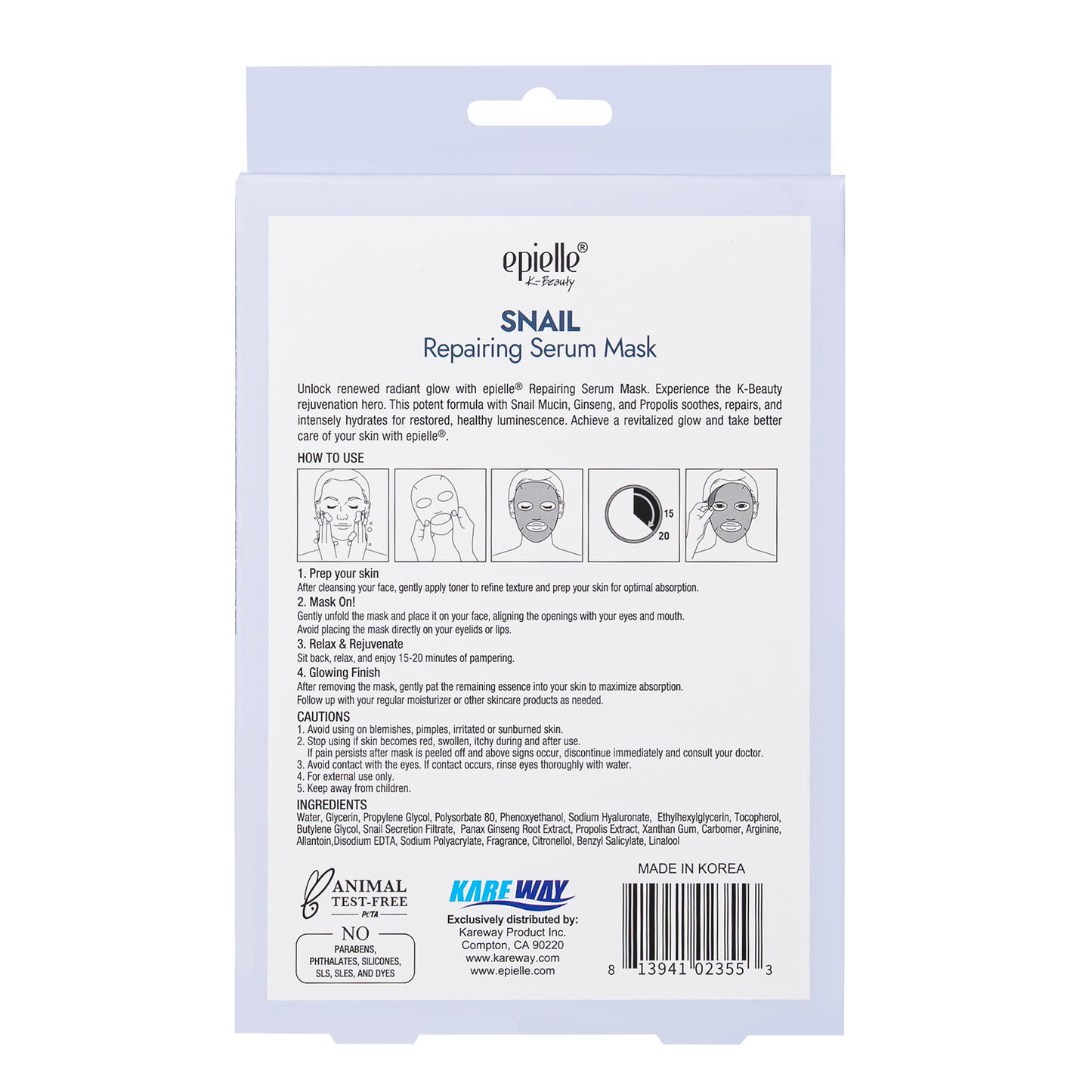 epielle Snail Repairing Sheet Mask | 5pk