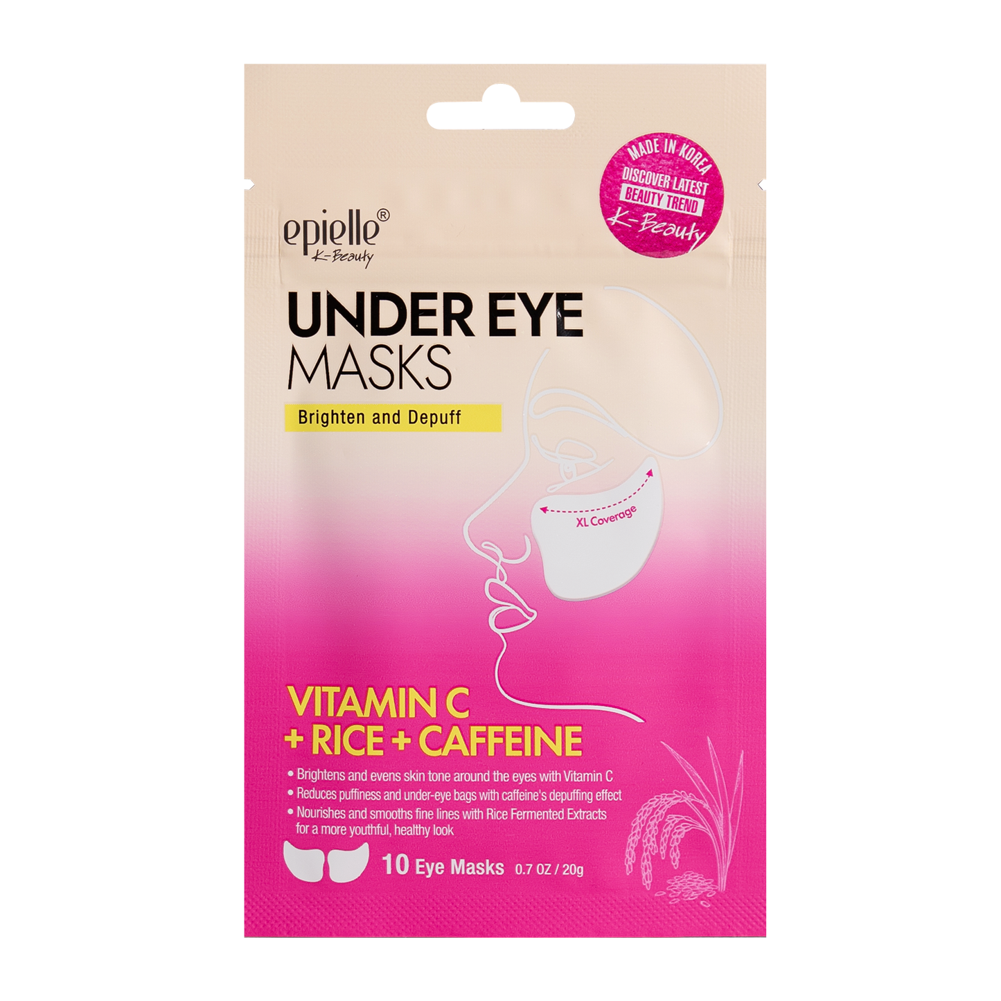 Epielle Under Eye Masks | Ceramide + Ginseng & Vitamin C + Rice + Caffeine (40 Eye Masks)