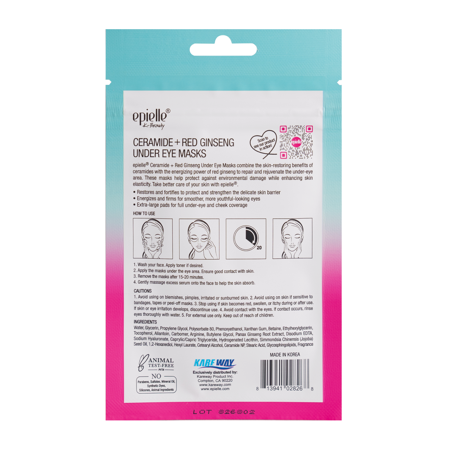 Epielle Under Eye Masks – Ceramide & Ginseng (1 Pack, 10ct)