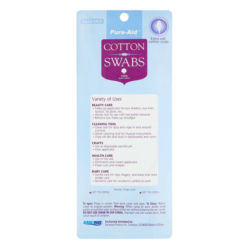 Pure-Aid 100% Cotton Swabs | 500ct