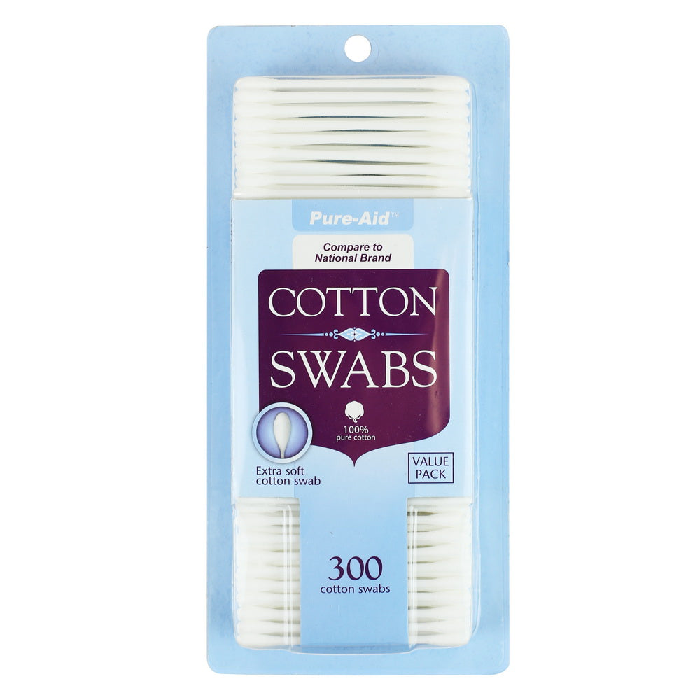 Pure-Aid 100% Cotton Swabs | 300ct