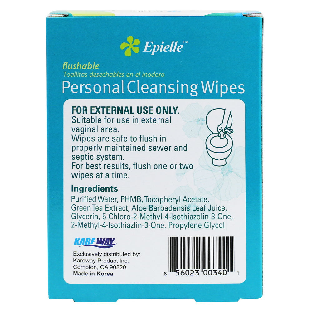 epielle Personal Cleansing Flushable Individual Wipes | 20ct