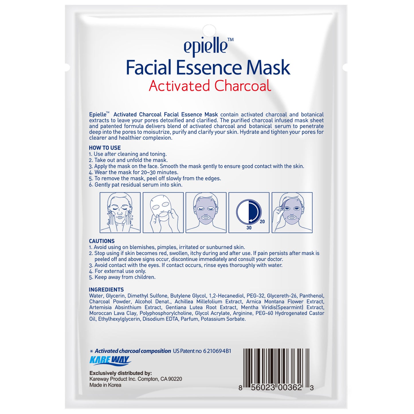 epielle Charcoal Facial Essence Mask | 3ct