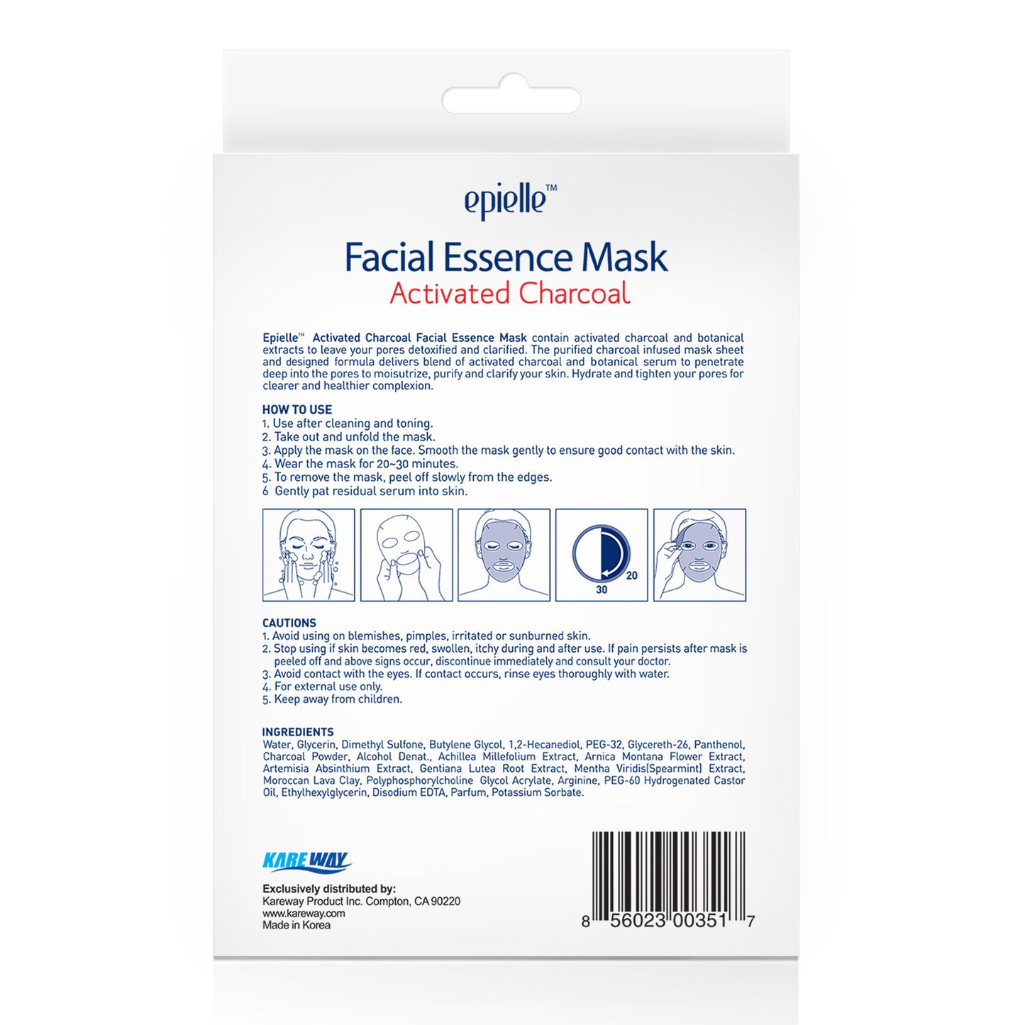 epielle Charcoal Facial Essence Mask | 3ct