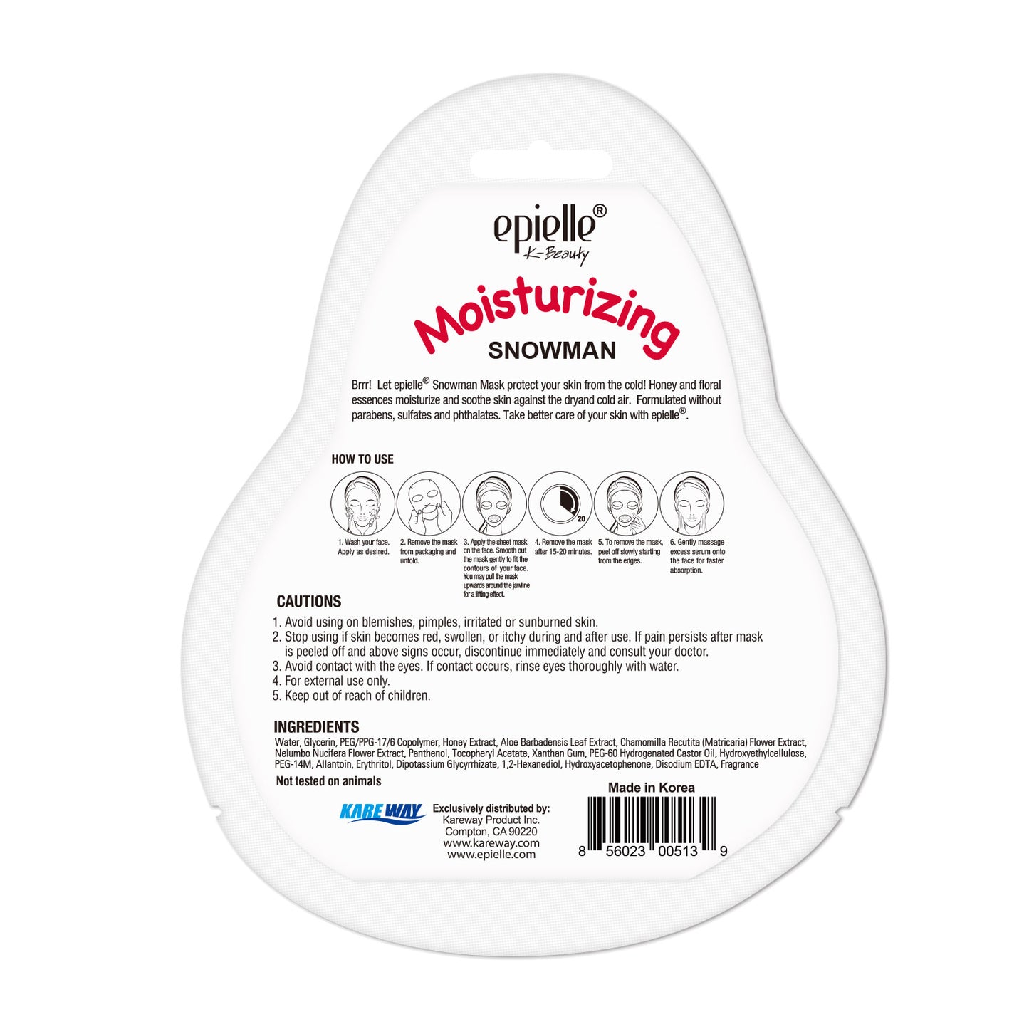 epielle Moisturizing Snowman Character Sheet Mask