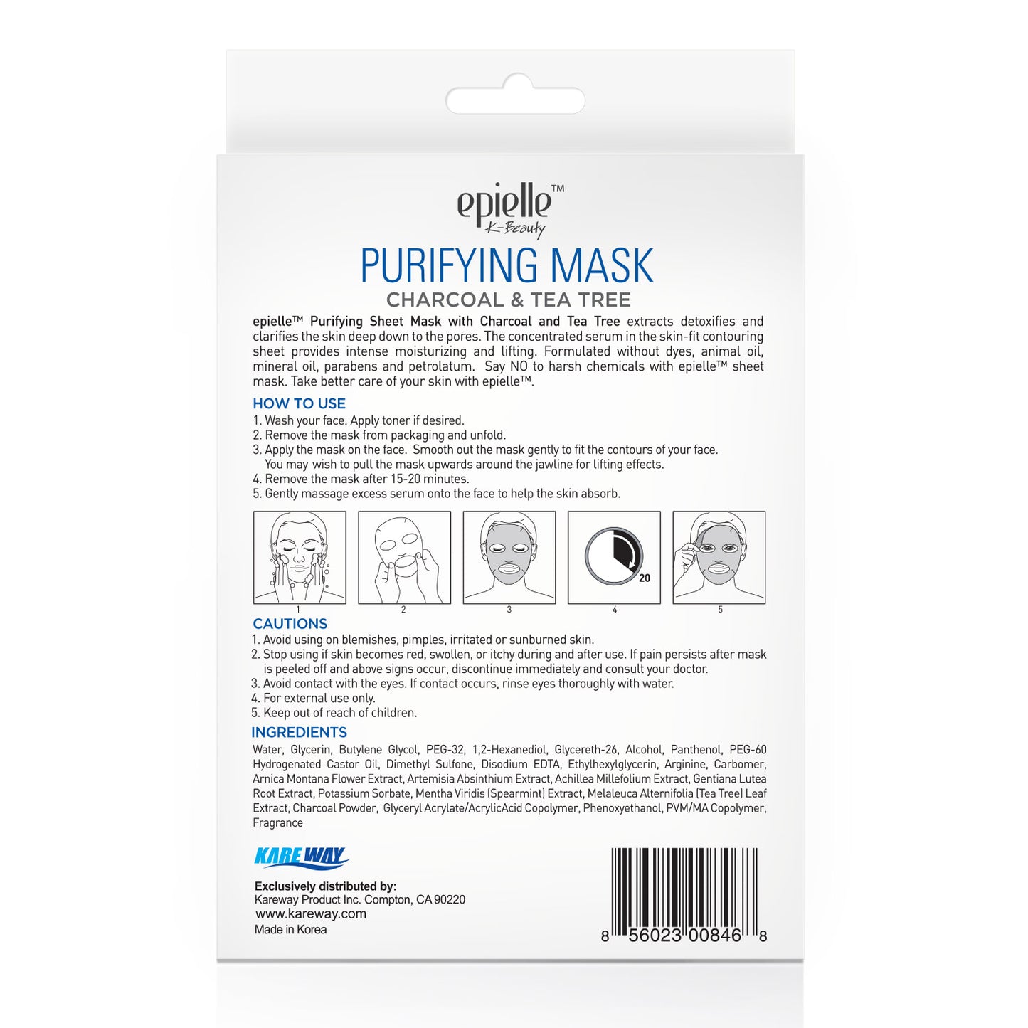 epielle Charcoal & Tea Tree Purifying Mask | 3ct
