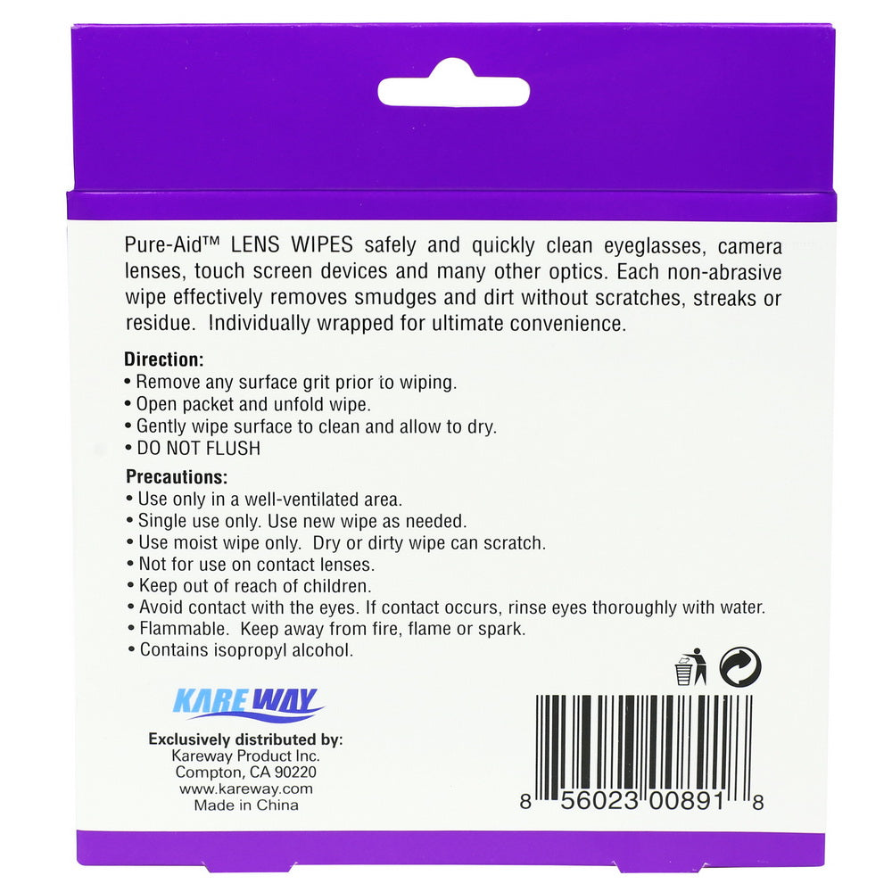 Pure-Aid Lens Wipes | 100ct