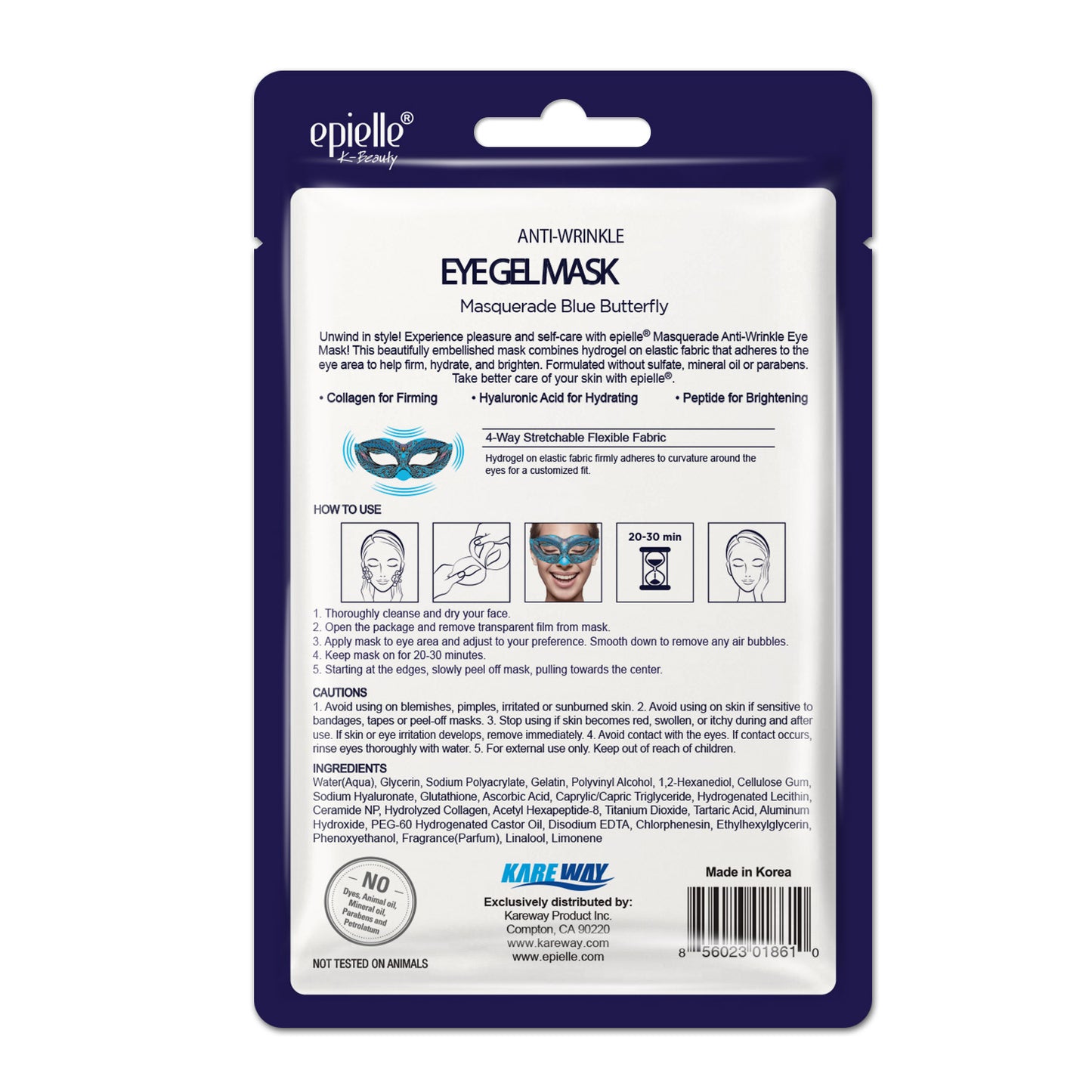 epielle Blue Butterfly Masquerade Eye Gel Mask