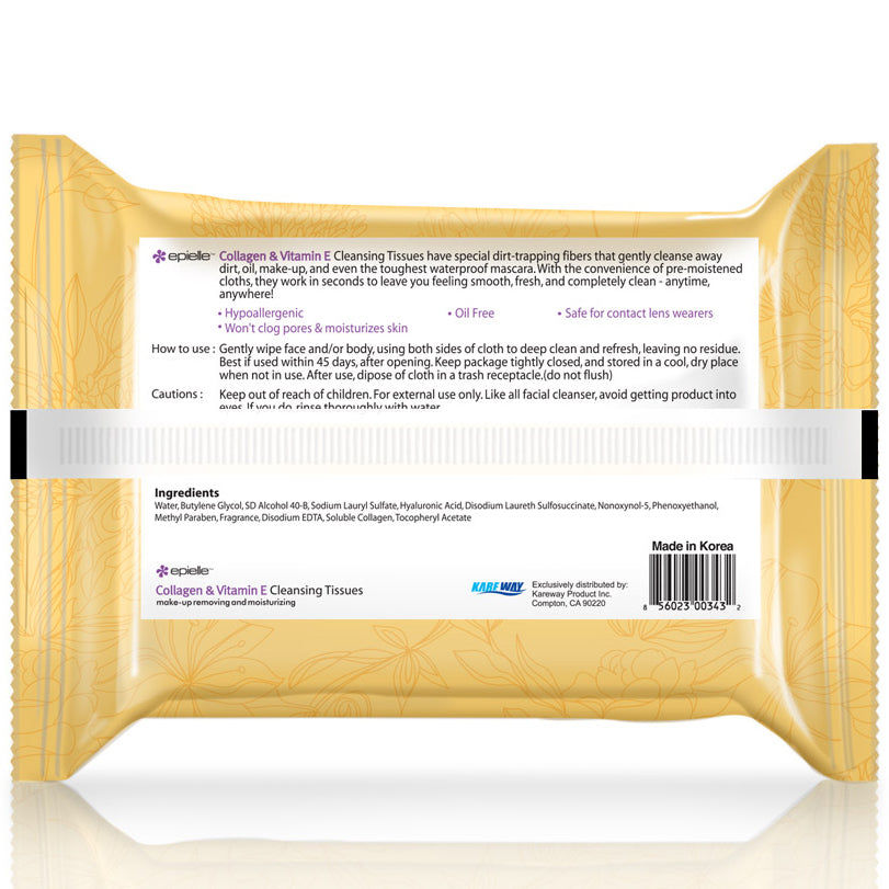epielle Collagen & Vitamin E Facial Cleansing Tissues | 30ct