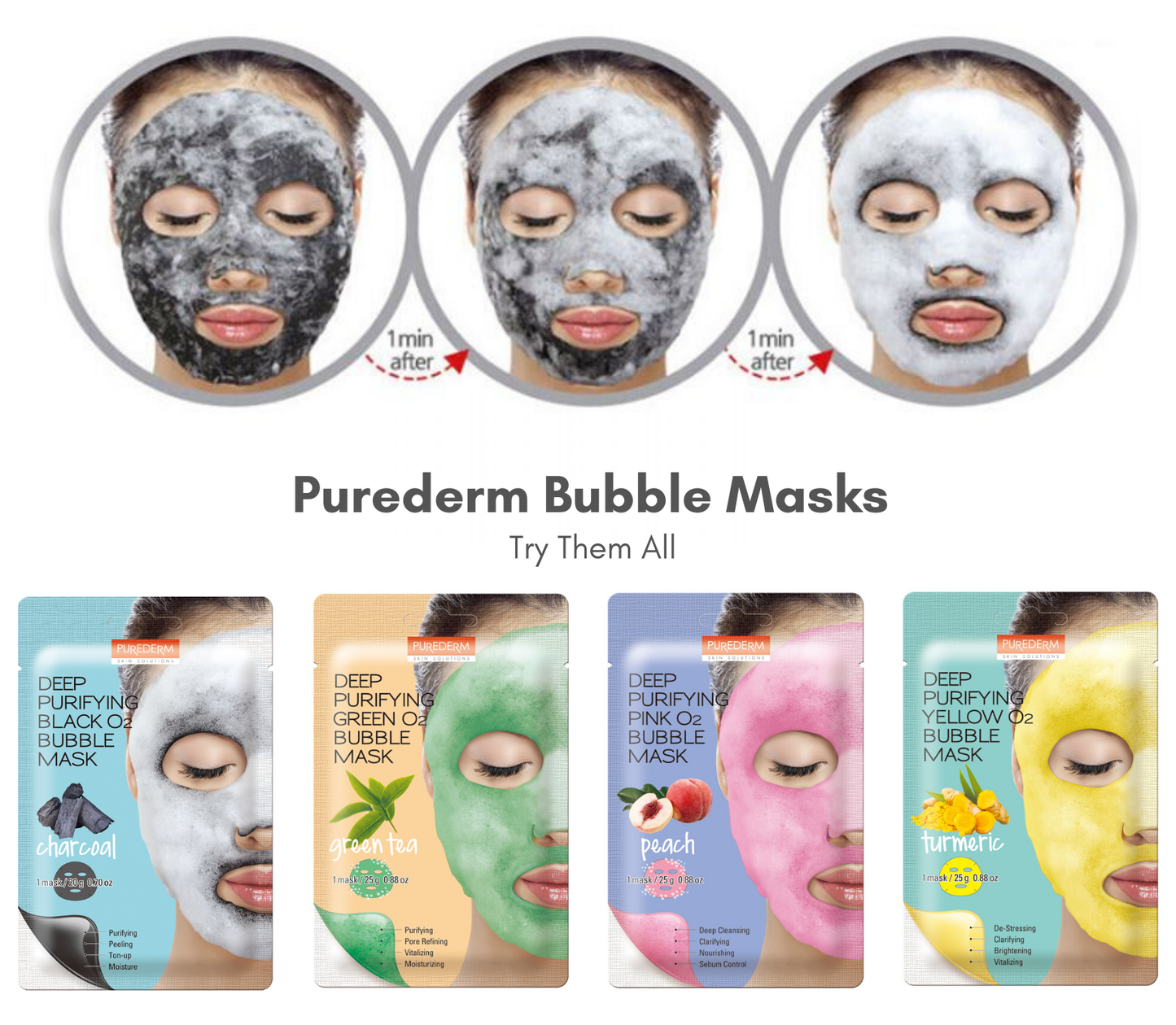 Purederm Deep Purifying Black O2 Bubble Mask (Volcanic)