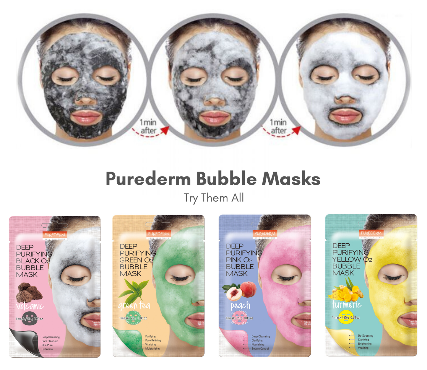 Purederm Deep Purifying Black O2 Bubble Mask (Charcoal)