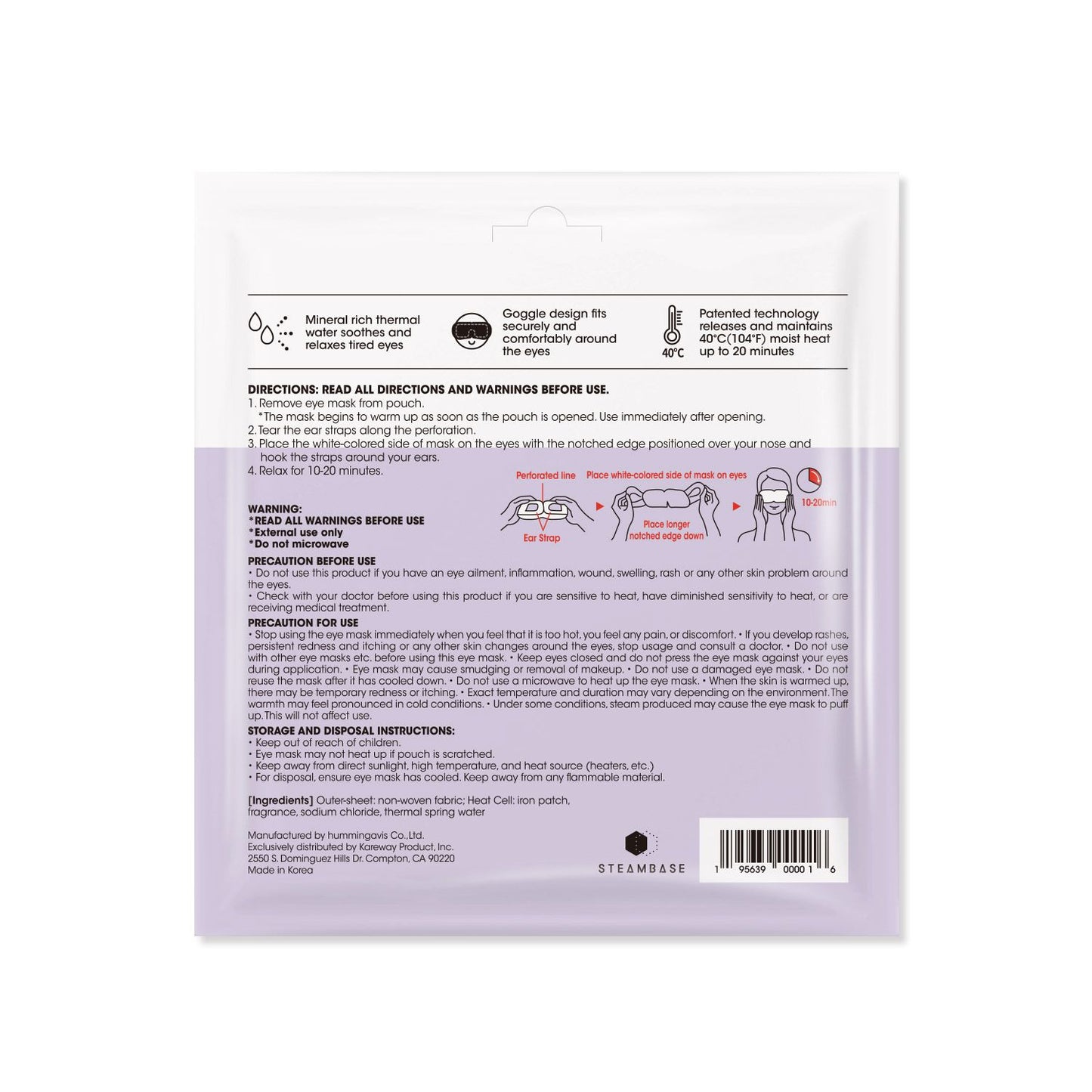 Steambase Sweet Lavender Steam Eye Mask