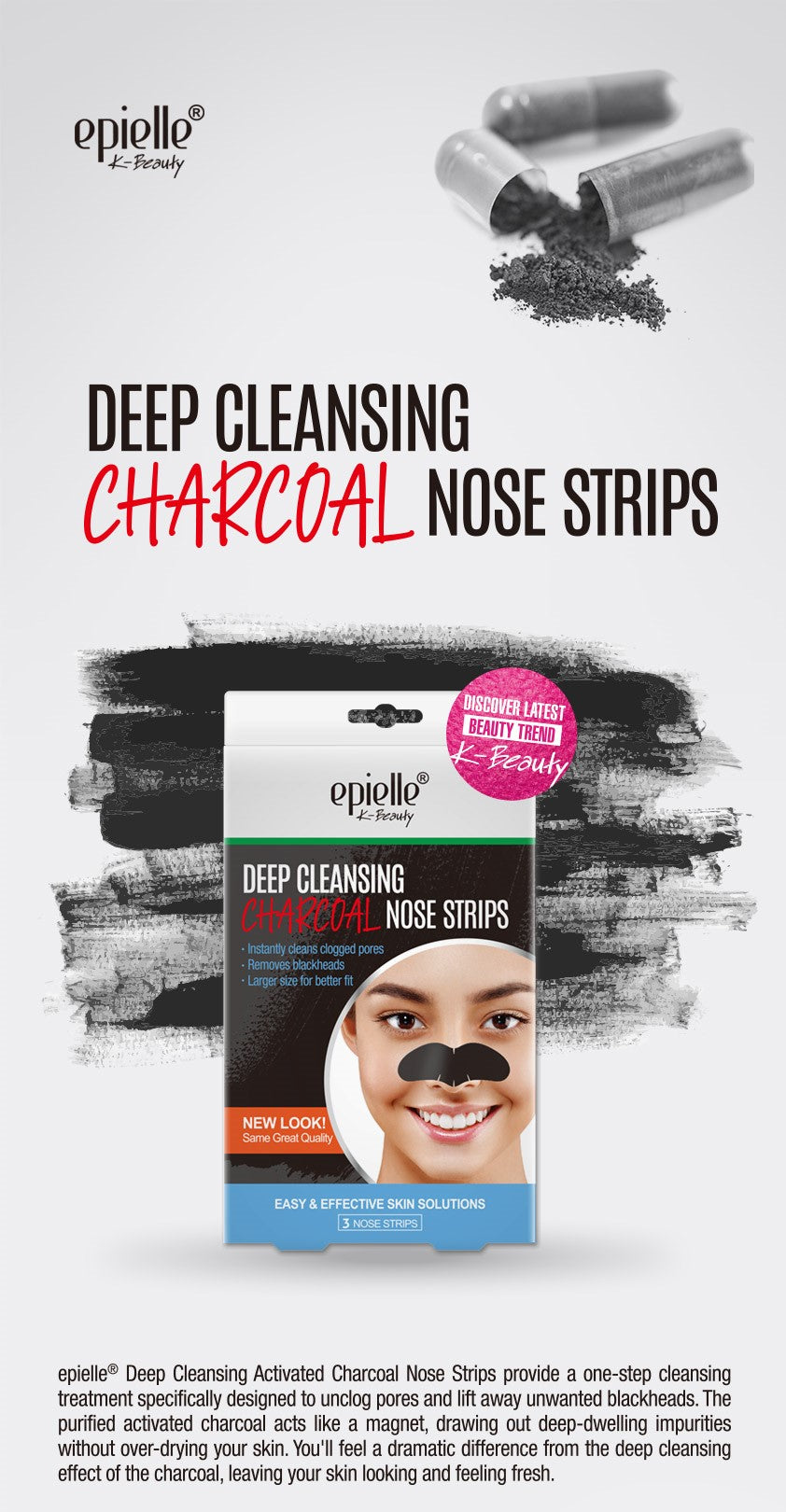 epielle Deep Cleansing Charcoal Nose Strip Blackhead Remover | 5ct