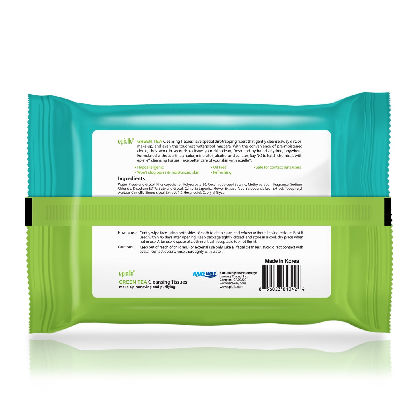 Epielle Green Tea Makeup Removing Cleansing Tissues | 30ct