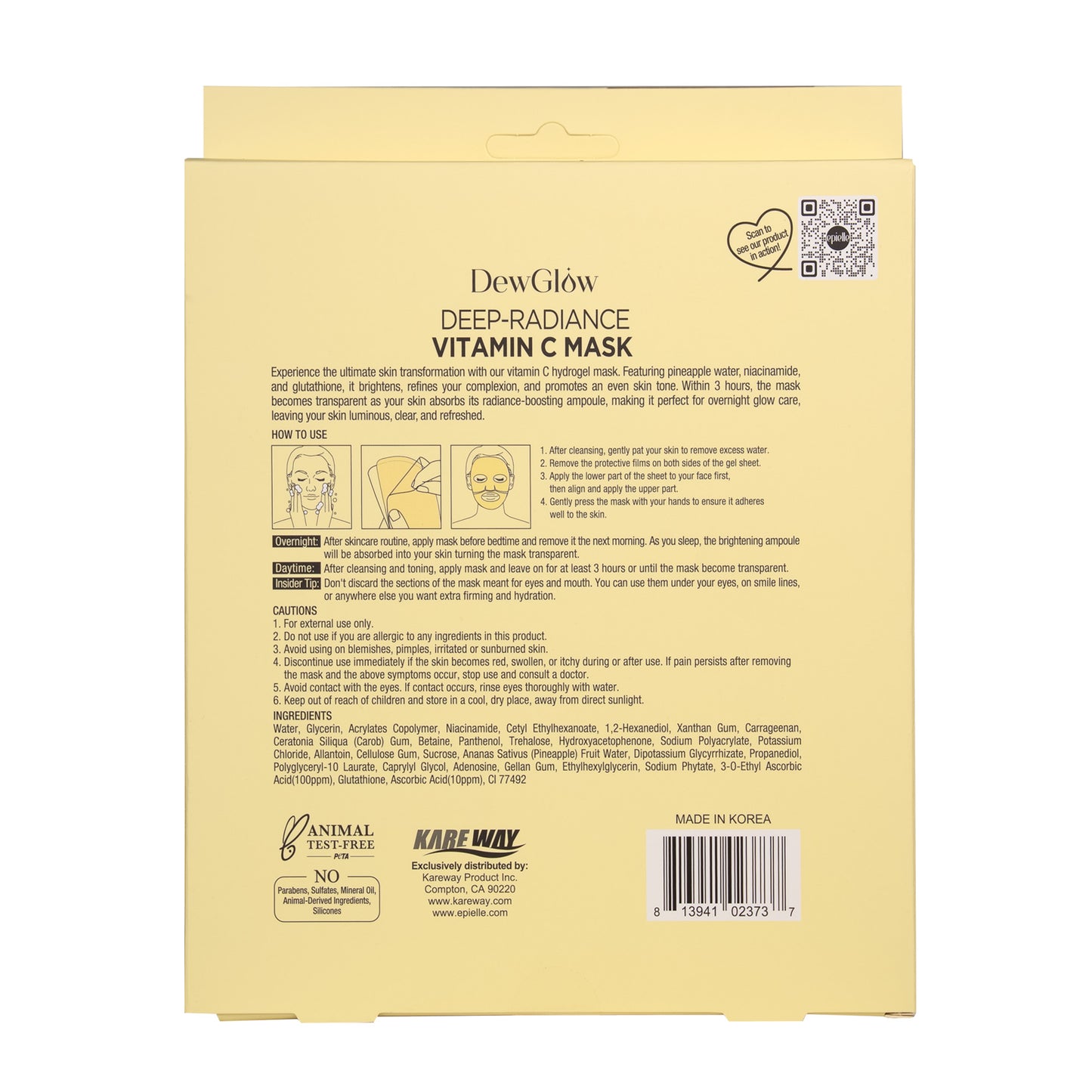 DewGlow Deep Radiant Niacinamide Hydrogel Mask | 3pk