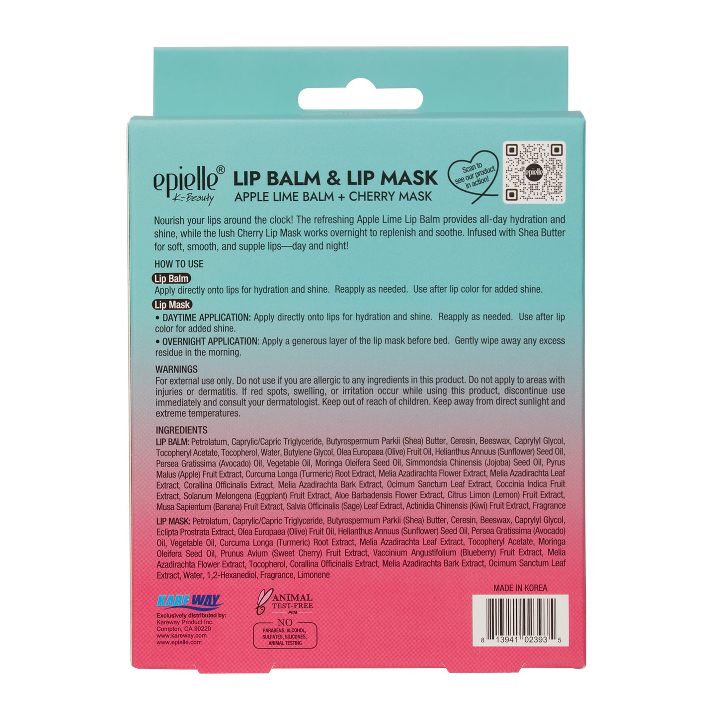 Epielle Lip Balm & Mask Duo | Apple Lime Balm & Cherry Mask