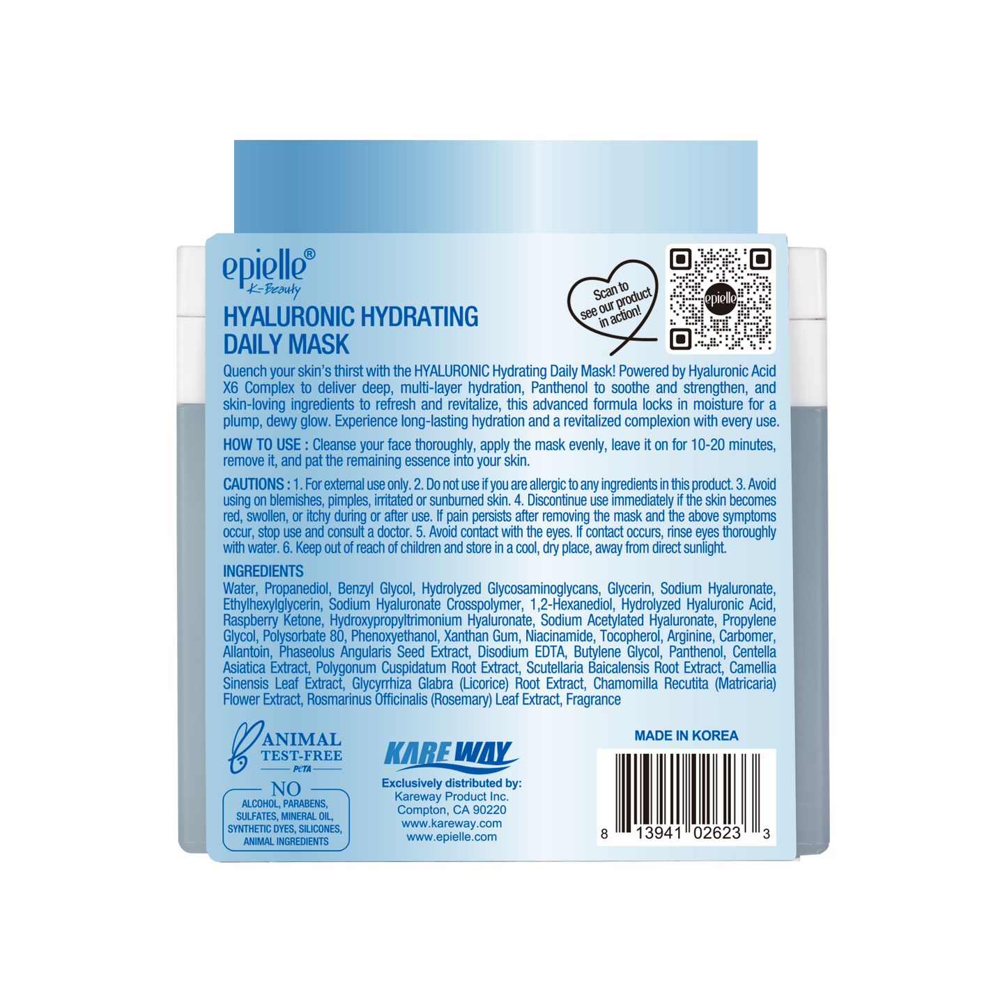 Epielle Daily Quick Mask (Hyaluronic Acid + Panthenol) | 20 Masks