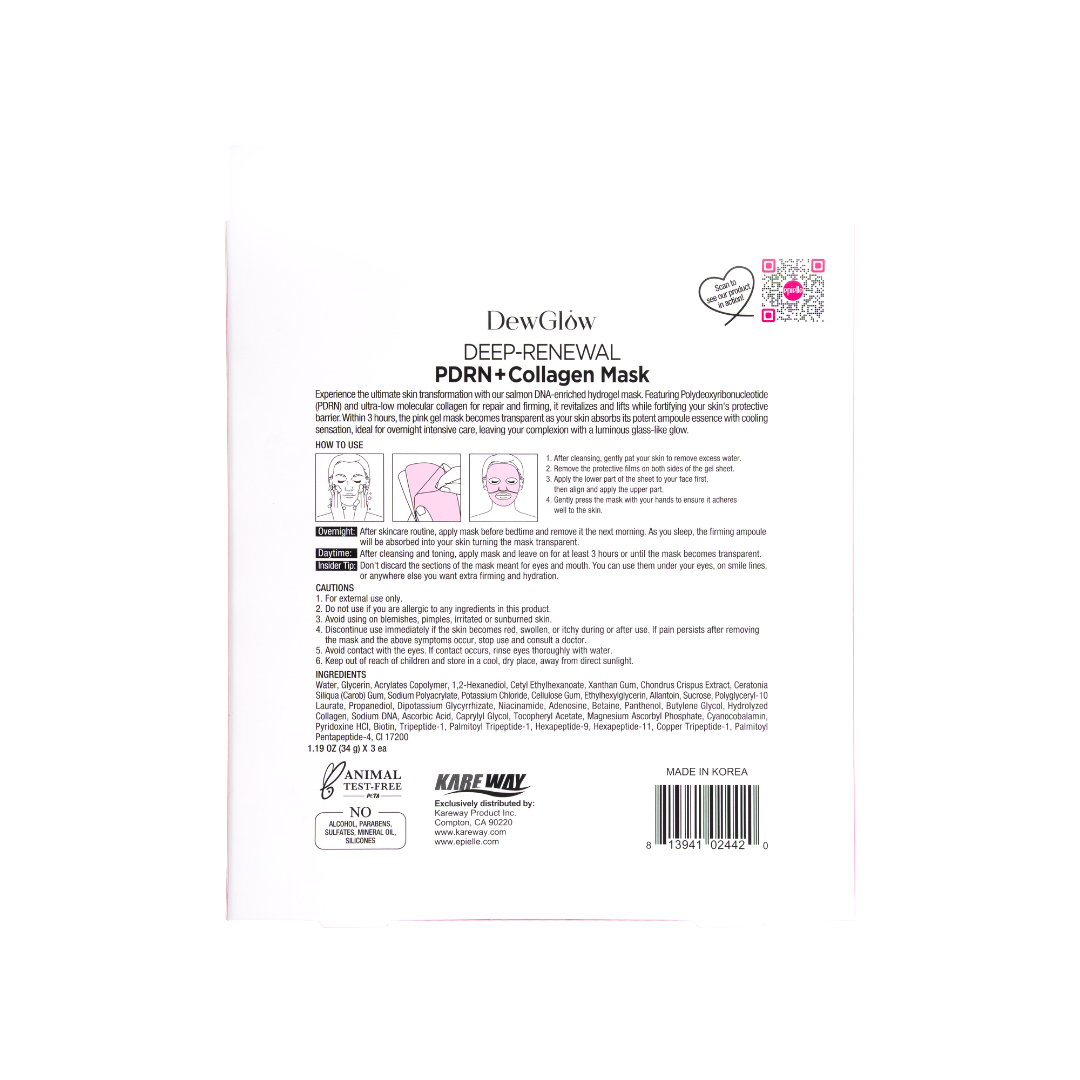 DewGlow Deep-Renewal PDRN + Collagen Mask | 3 Count