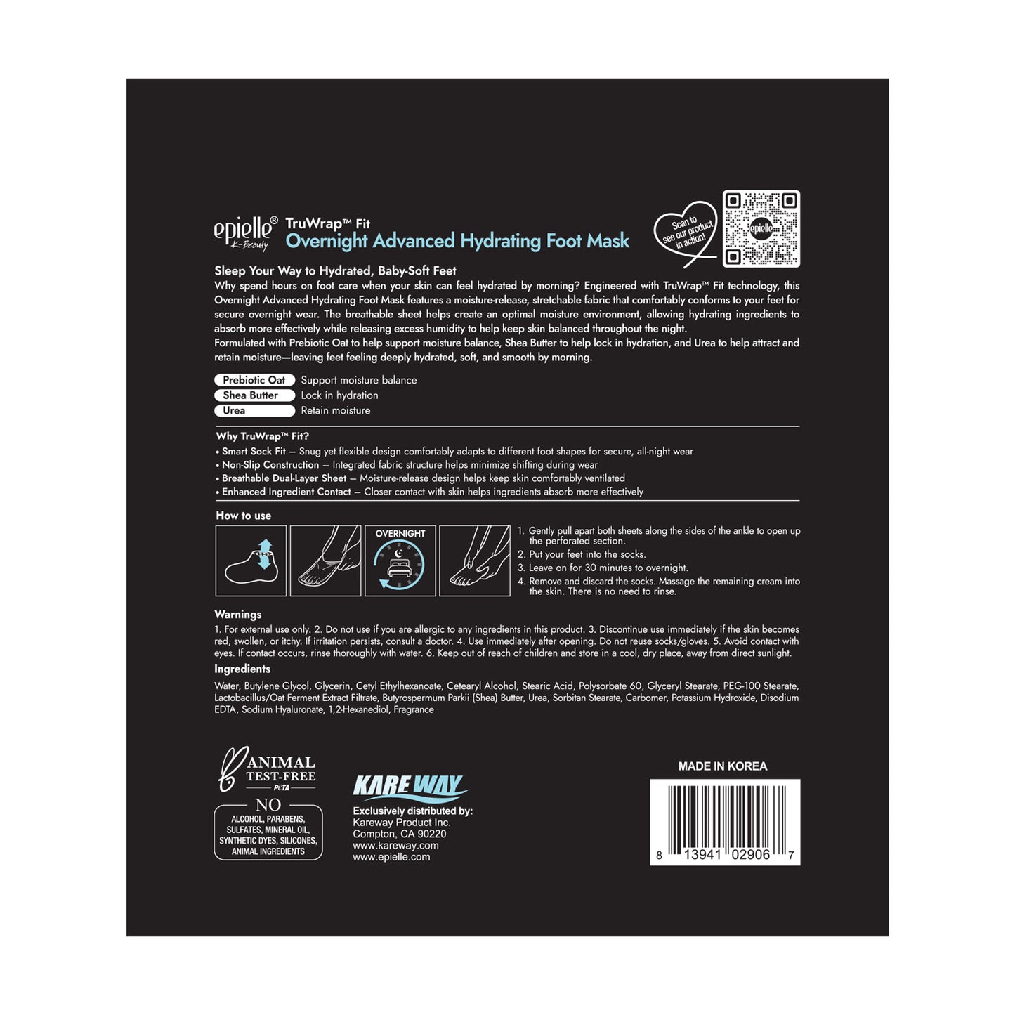 epielle TruWrap™ Fit Overnight Advanced Hydrating Foot Mask