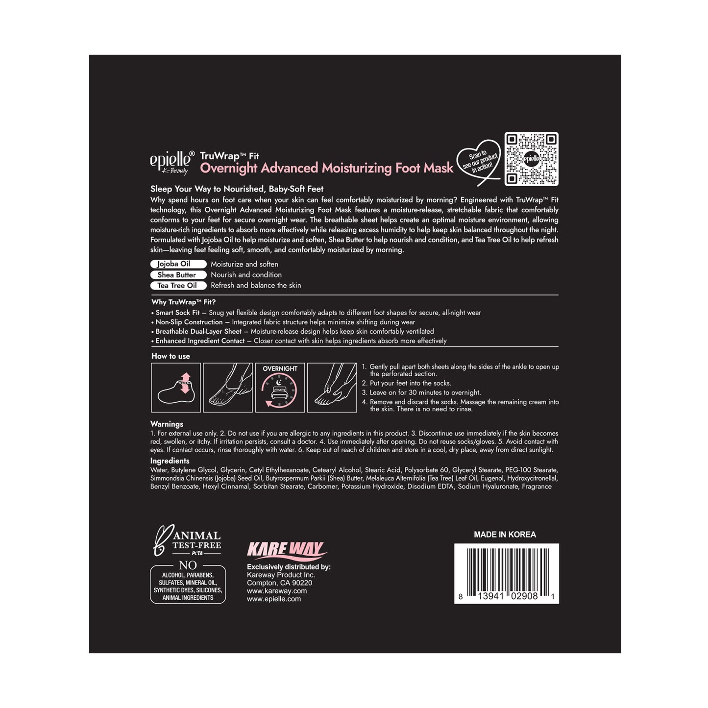 epielle TruWrap™ Fit Overnight Advanced Moisturizing Foot Mask