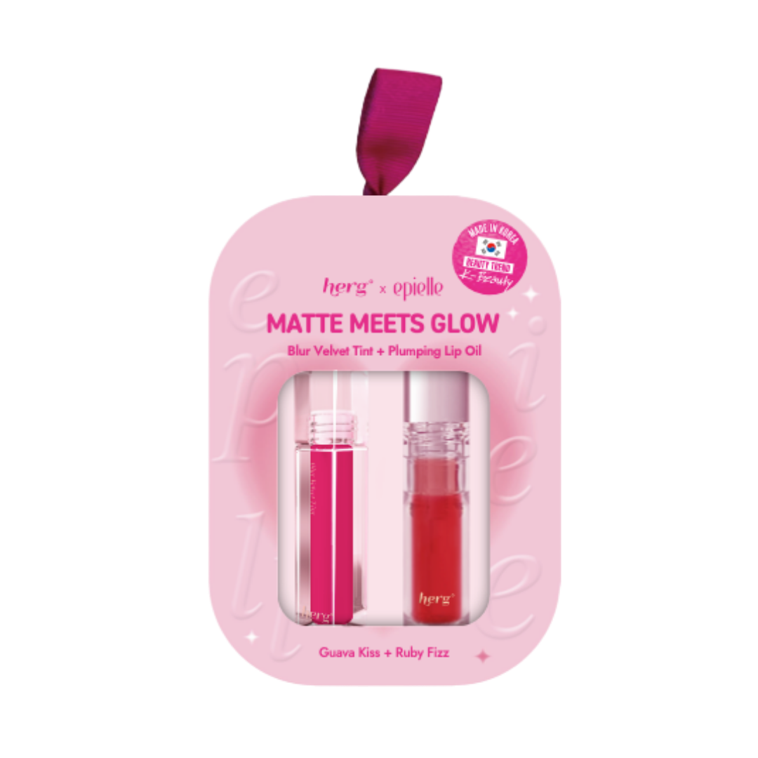 epielle x herg Matte Meets Glow | Guava Kiss Tint & Ruby Fizz Oil