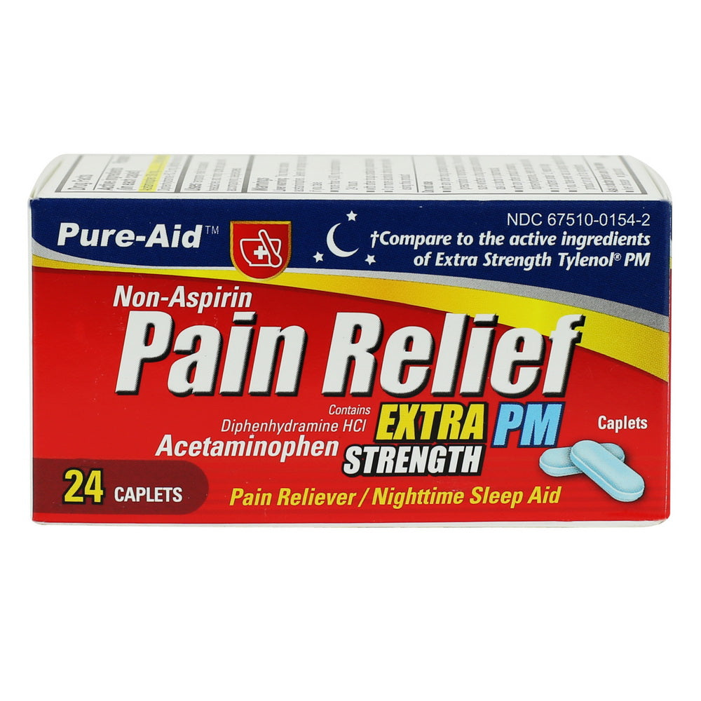 Pure-Aid Non Aspirin Pain Relief Extra Strength PM Caplets | 24ct