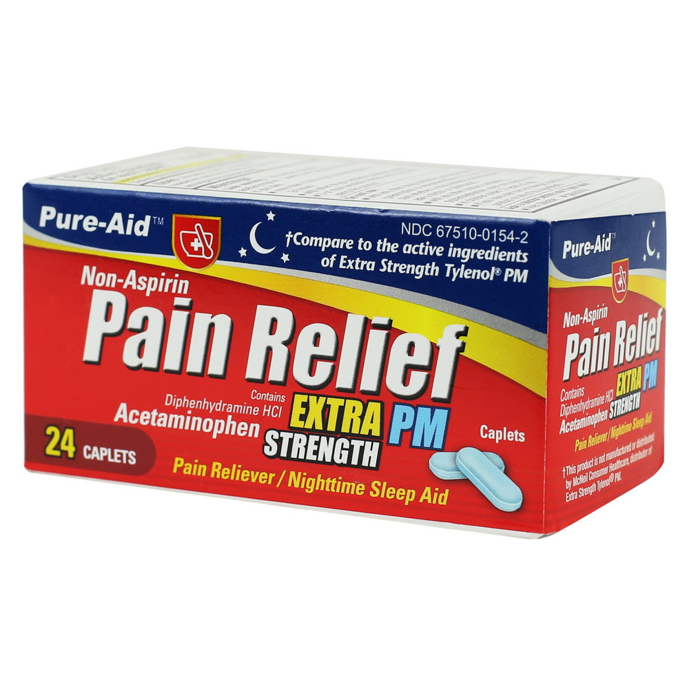Pure-Aid Non Aspirin Pain Relief Extra Strength PM Caplets | 24ct