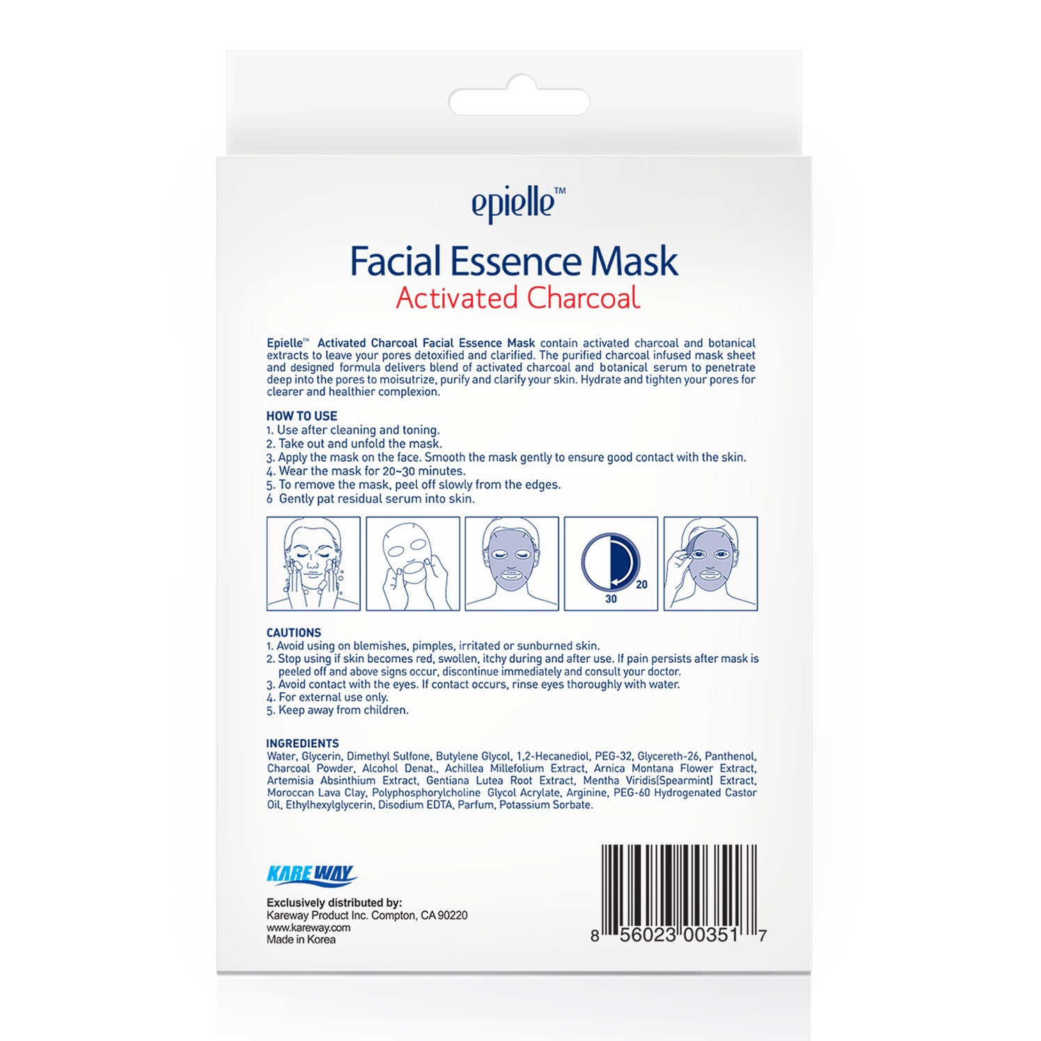 epielle®Charcoal Facial Essence Mask, 3ct Kareway