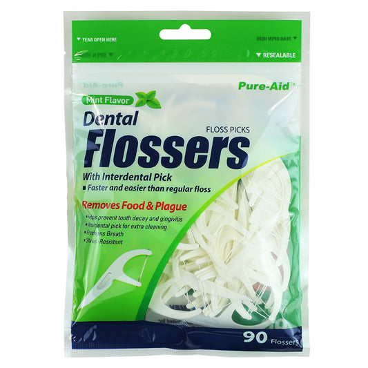 Pure-Aid Mint Flavor Dental Flossers | 90ct