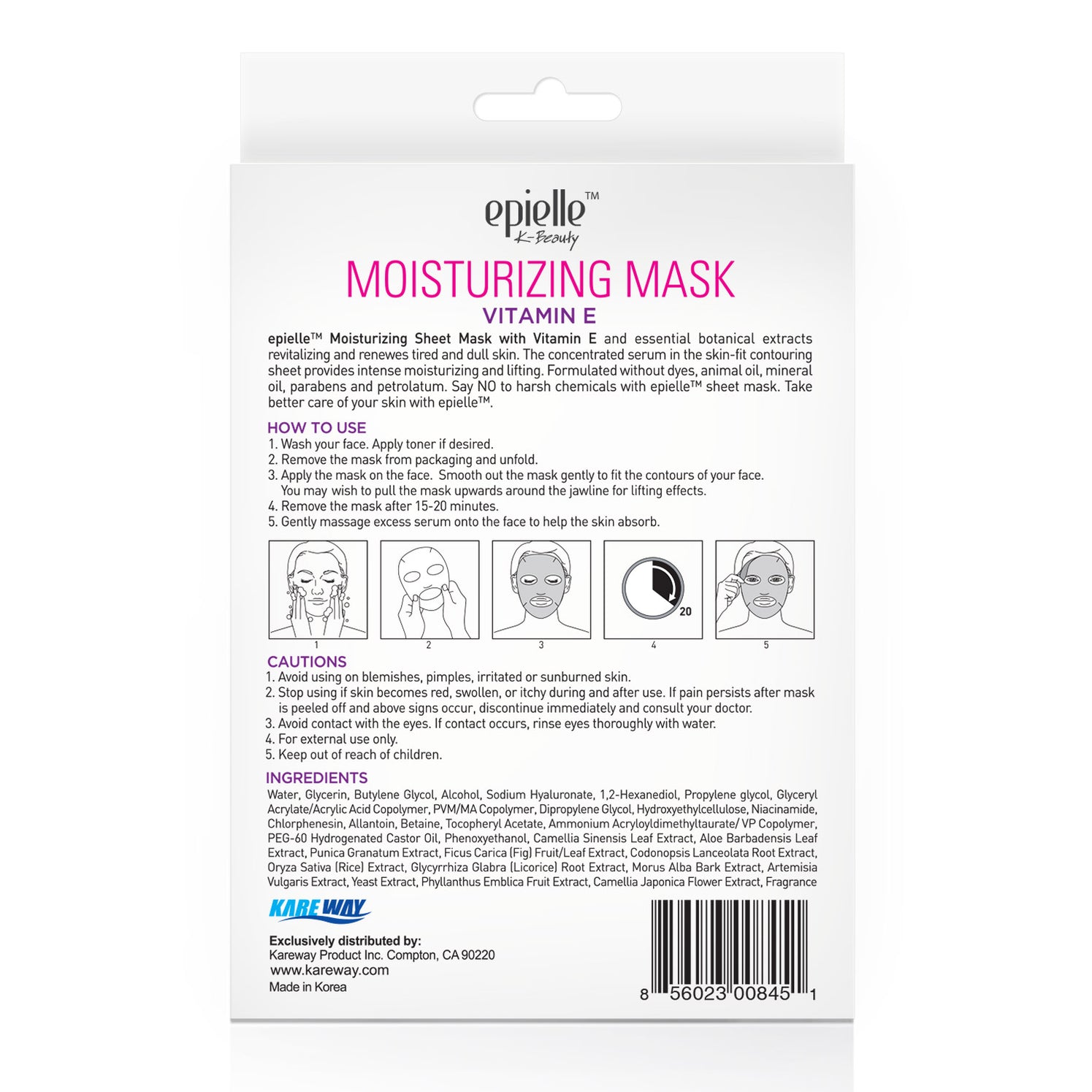 epielle®Vitamin E Moisturizing Facial Mask, 3ct Kareway