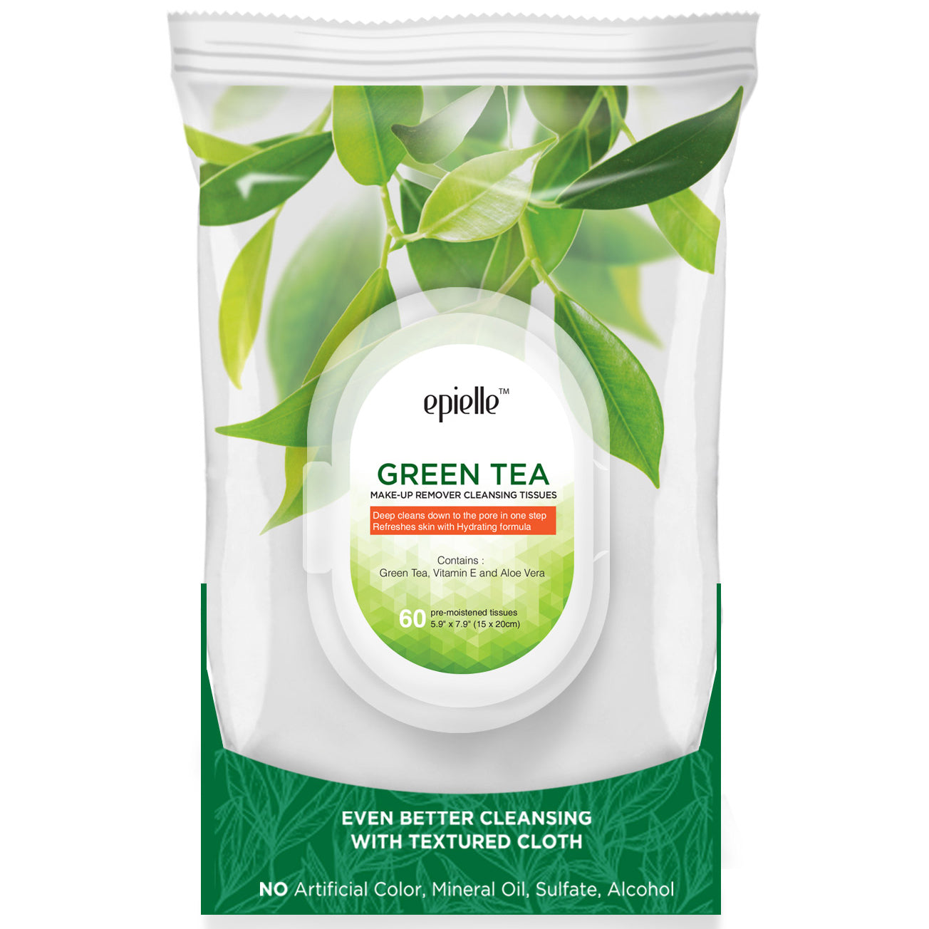 epielle Green Tea Make-Up Remover Cleansing Tissues | 60ct