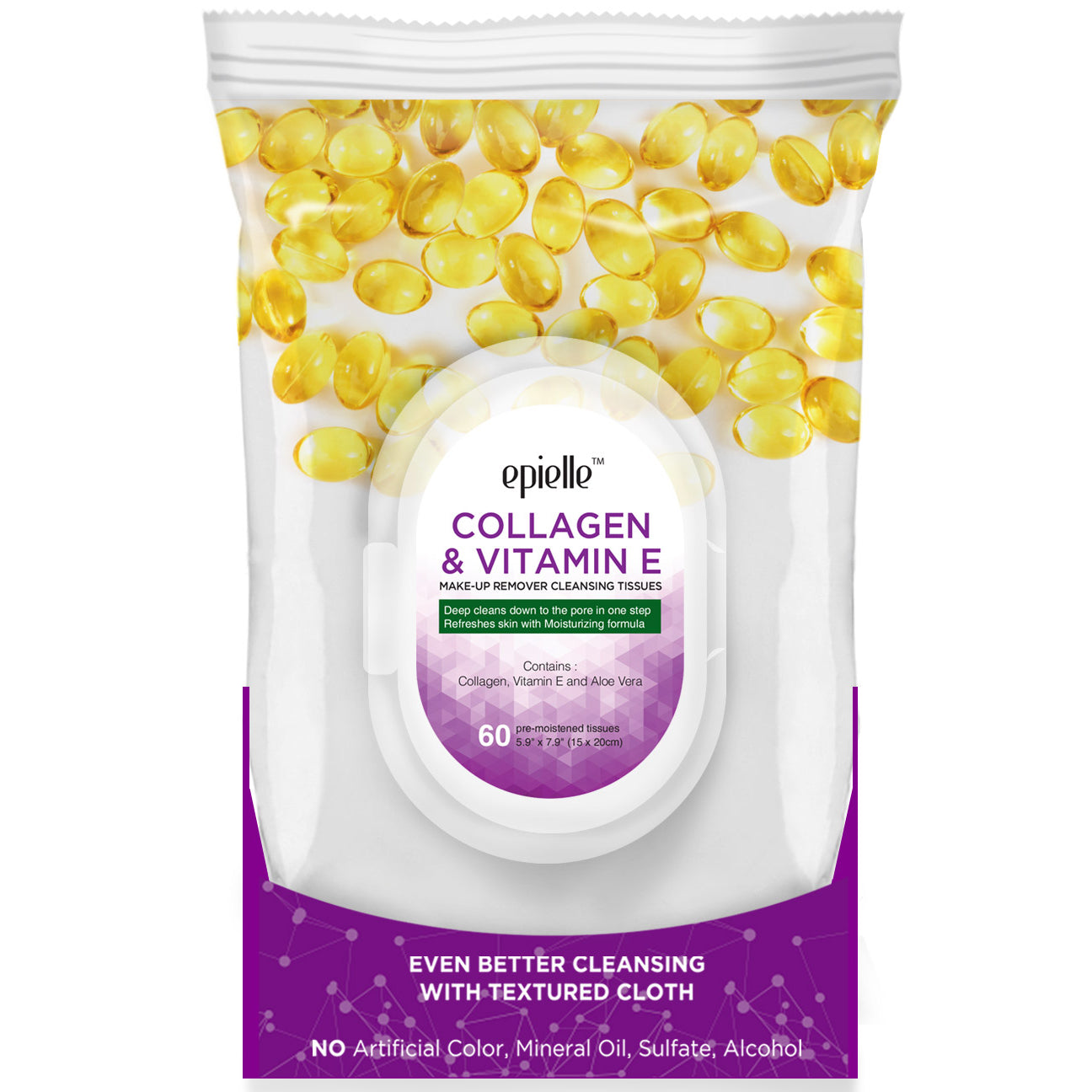 epielle Collagen & Vitamin E Make-Up Remover Cleansing Tissues | 60ct