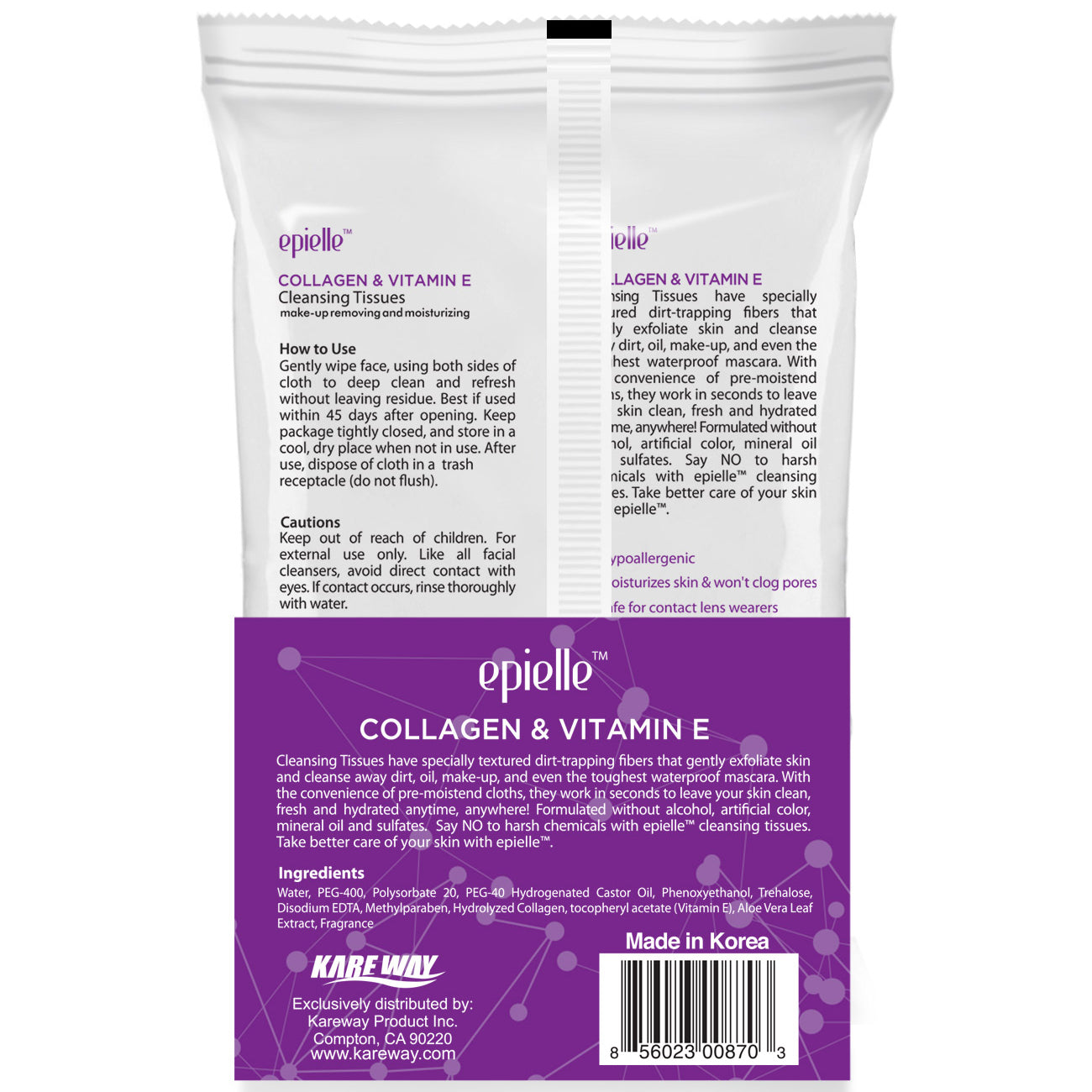 epielle Collagen & Vitamin E Make-Up Remover Cleansing Tissues | 60ct