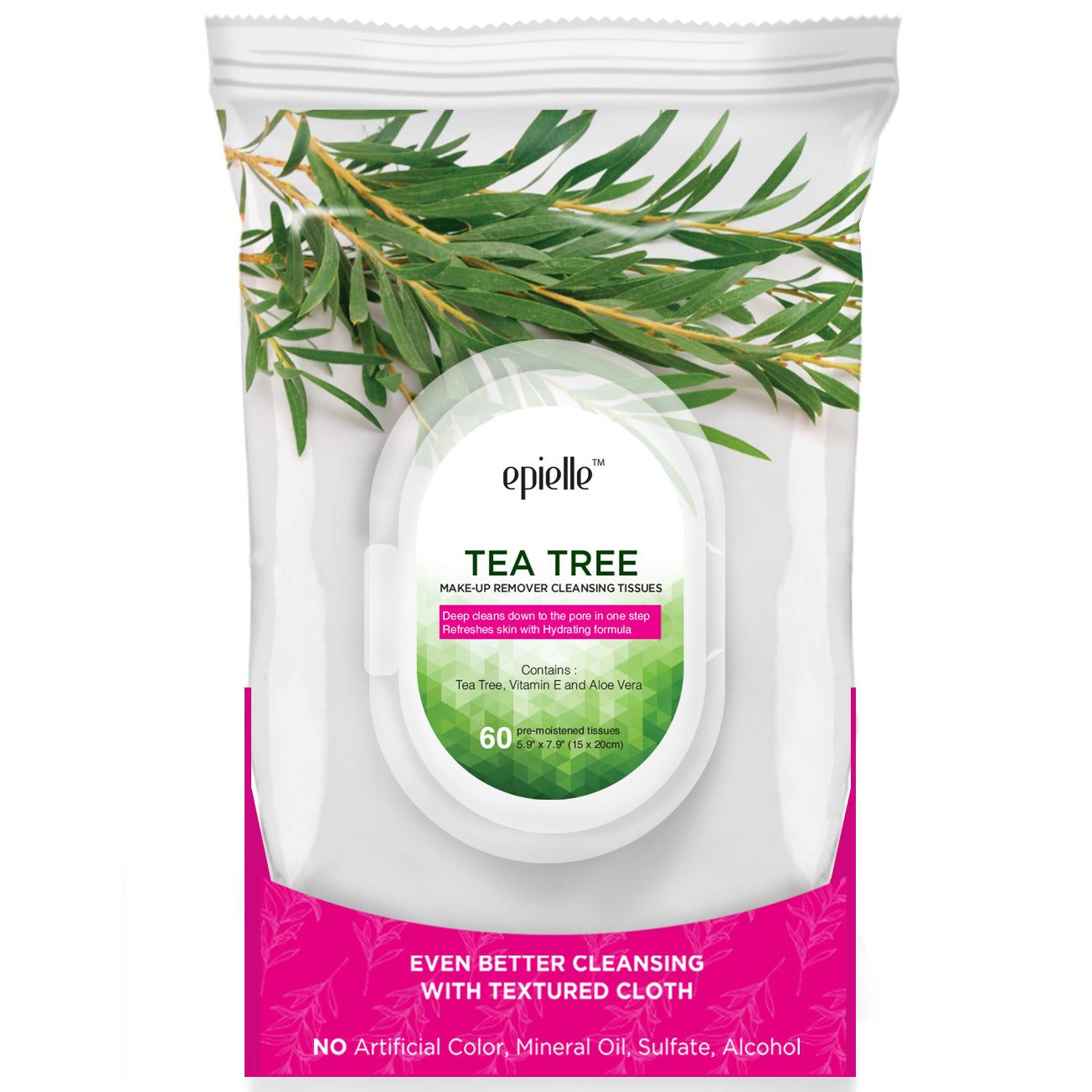 epielle Tea Tree Make-Up Remover Cleansing Tissues | 60ct