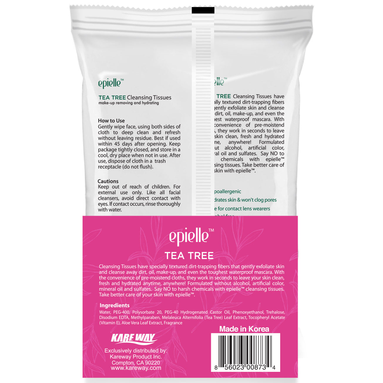 epielle Tea Tree Make-Up Remover Cleansing Tissues | 60ct