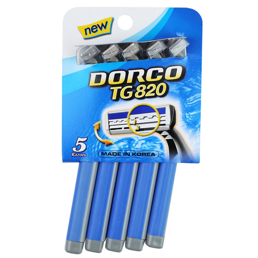 Dorco TG820 Comfort Long Grip Twin Blade Disposable Razor (Blue) | 5pk